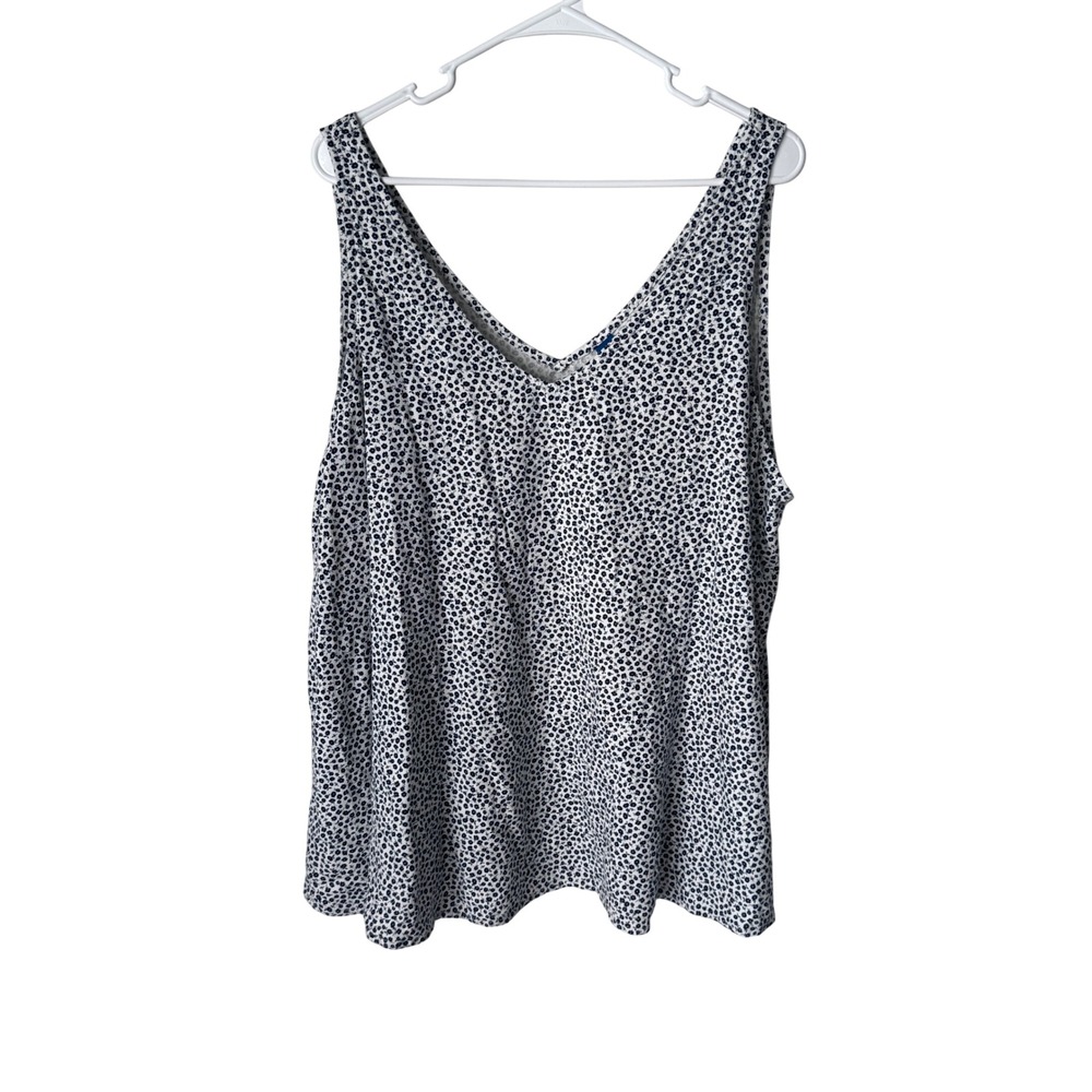 Old Navy Maternity XXL Tank Top Navy Blue White Ditsy Floral V-Neck Sleeveless